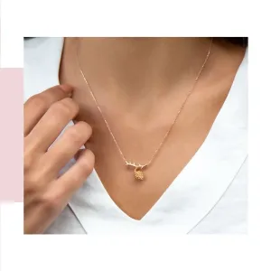 14k Gold Pine Cone Necklace
