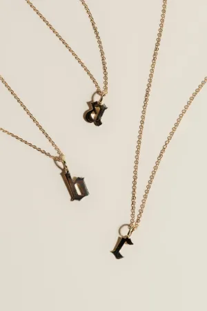 14K Old English Initial Necklace