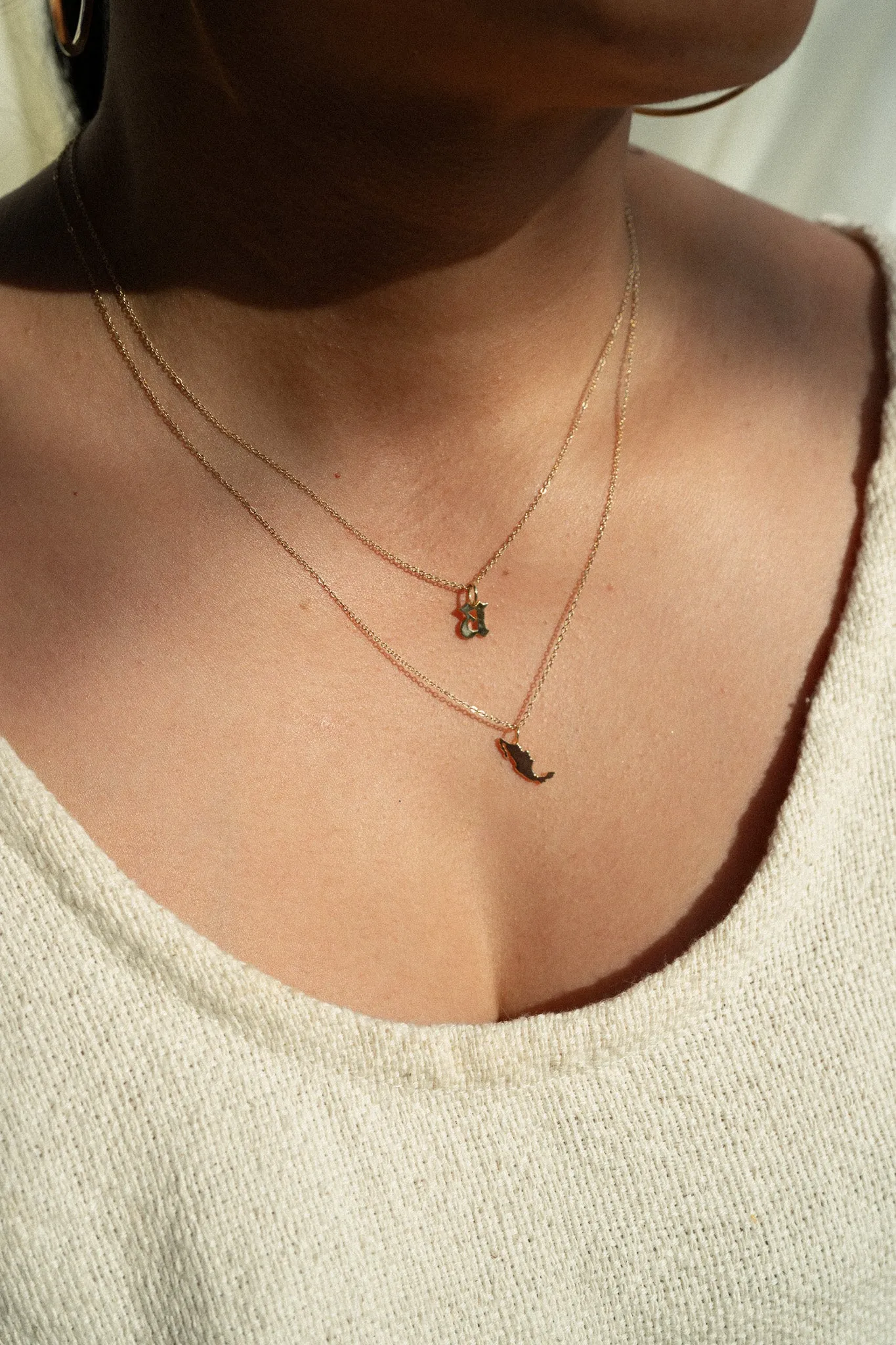14K Old English Initial Necklace