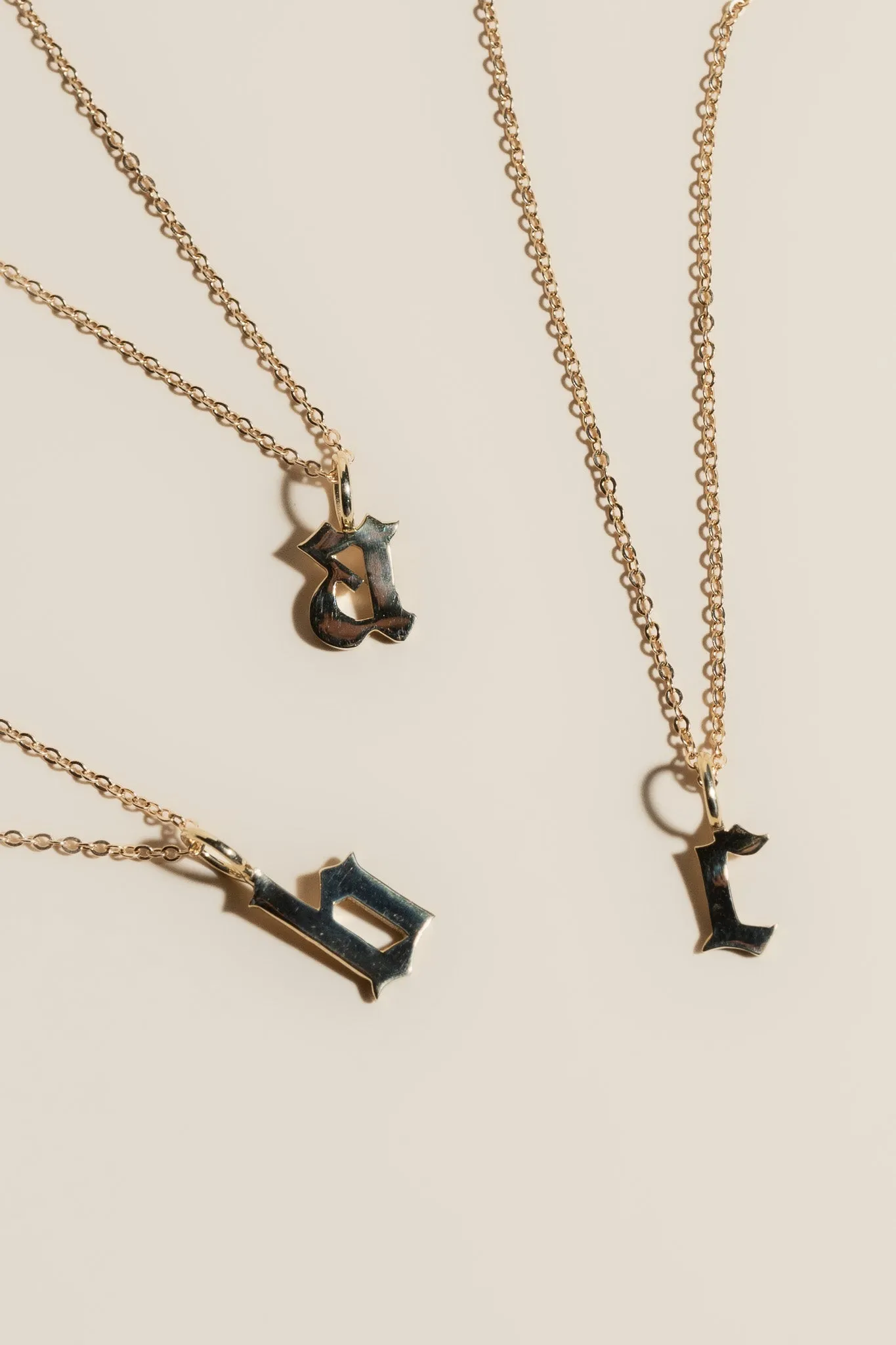14K Old English Initial Necklace