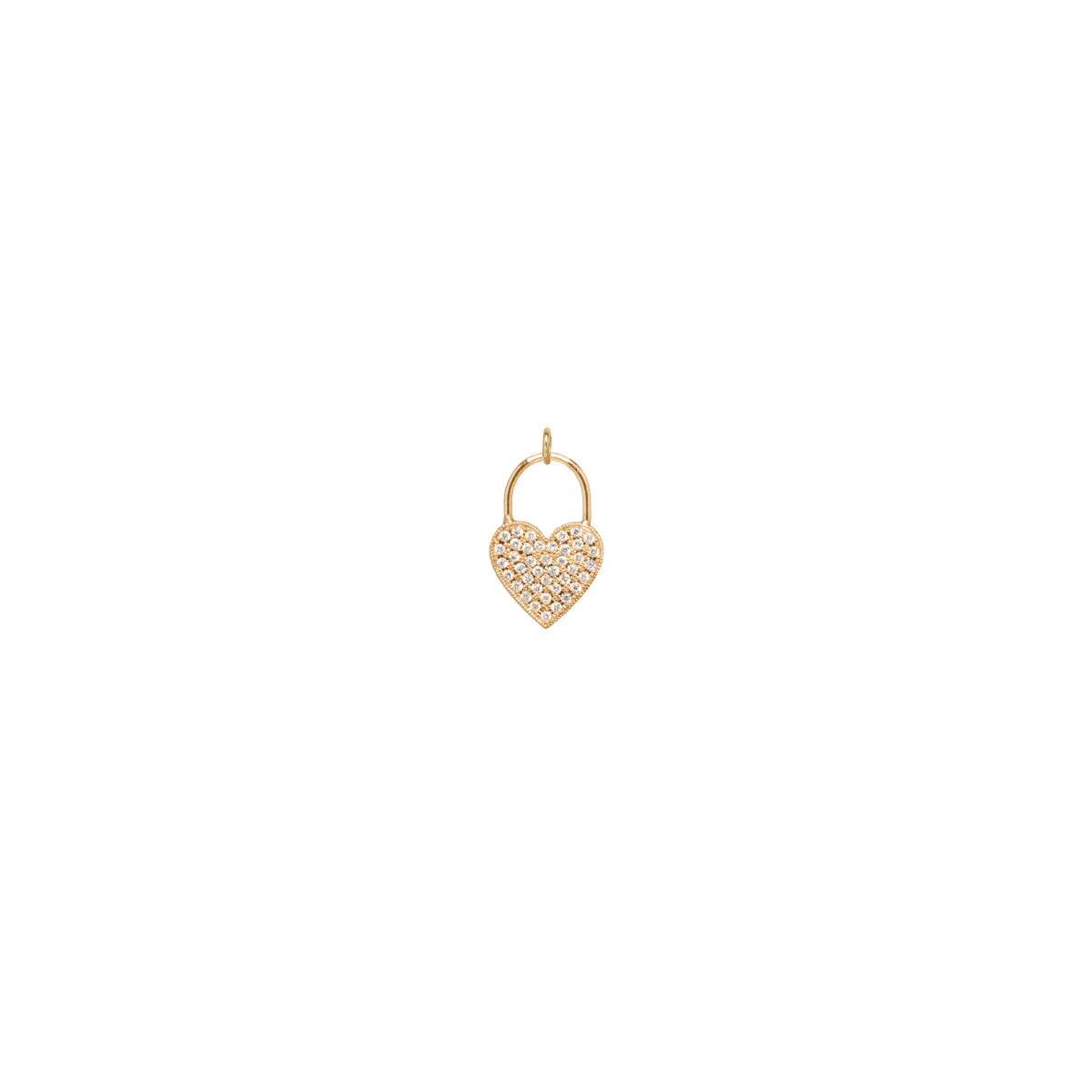 14k Pavé Diamond Heart Padlock Charm Pendant