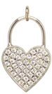 14k Pavé Diamond Heart Padlock Charm Pendant
