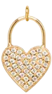 14k Pavé Diamond Heart Padlock Charm Pendant