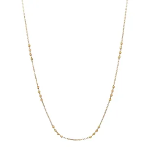 14K solid gold 24-beads diamond cut station necklace