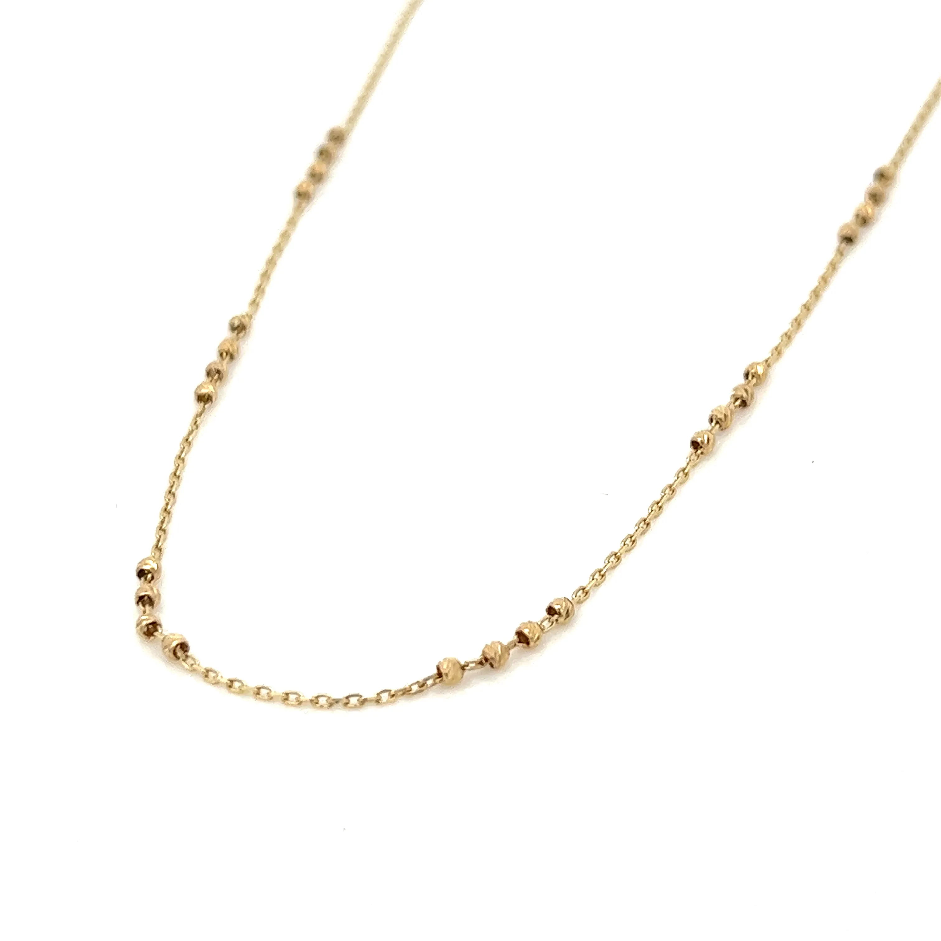 14K solid gold 24-beads diamond cut station necklace