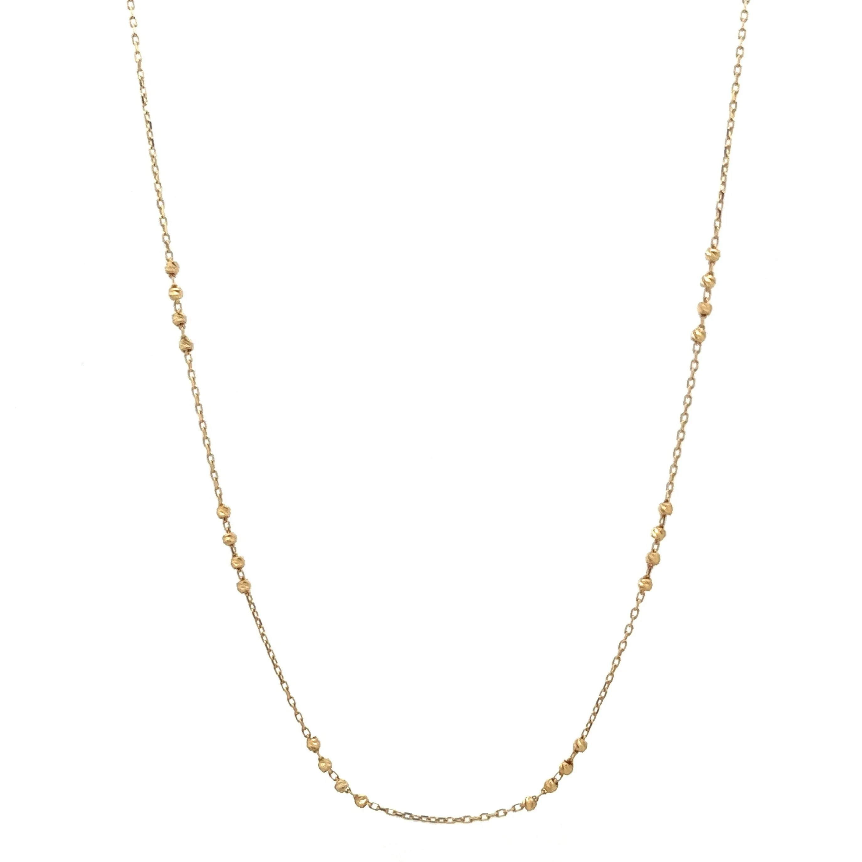 14K solid gold 24-beads diamond cut station necklace