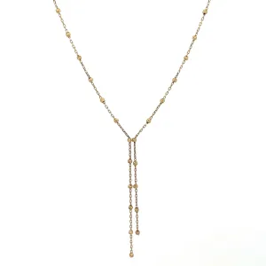 14K solid gold diamond cut beaded bolo lariat necklace