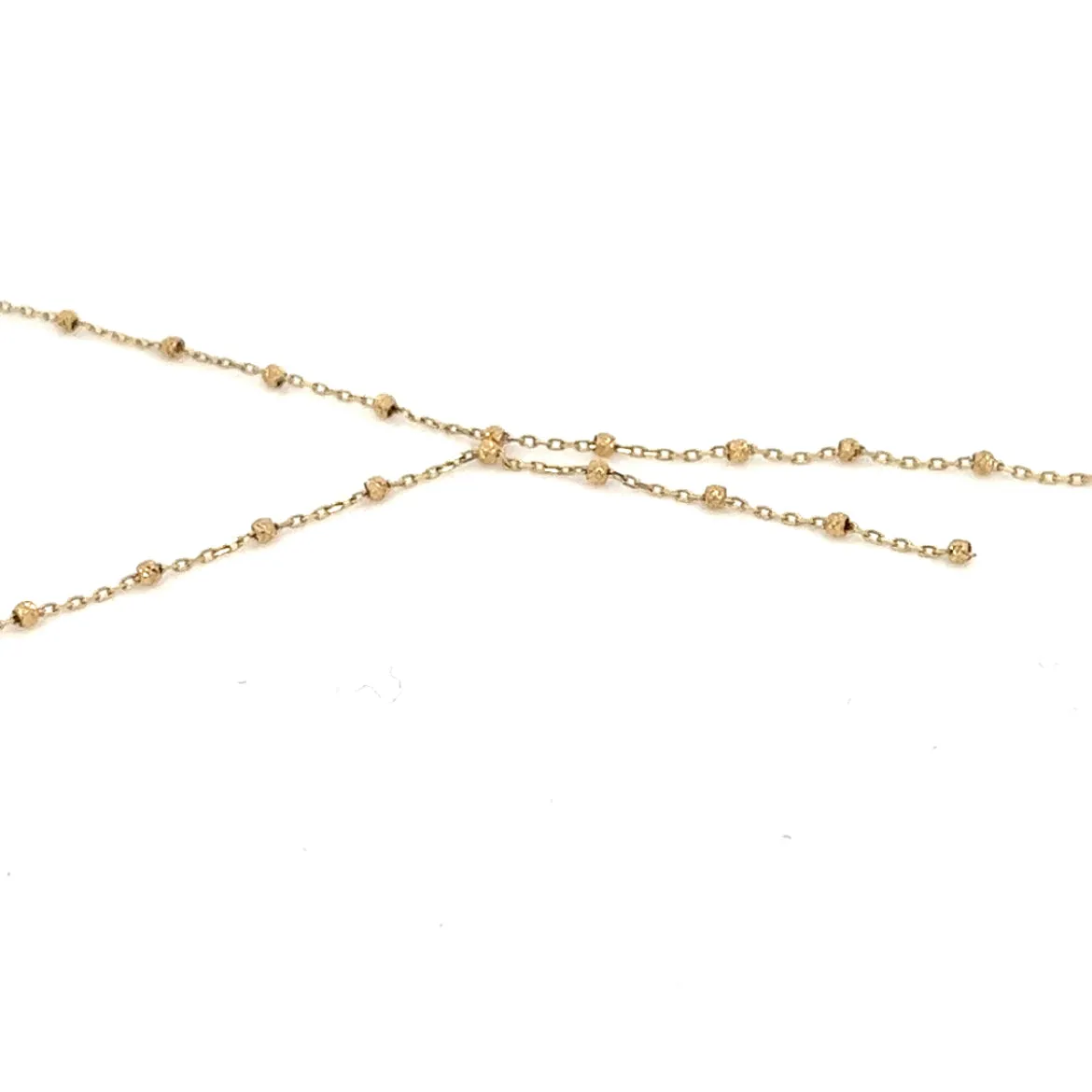14K solid gold diamond cut beaded bolo lariat necklace