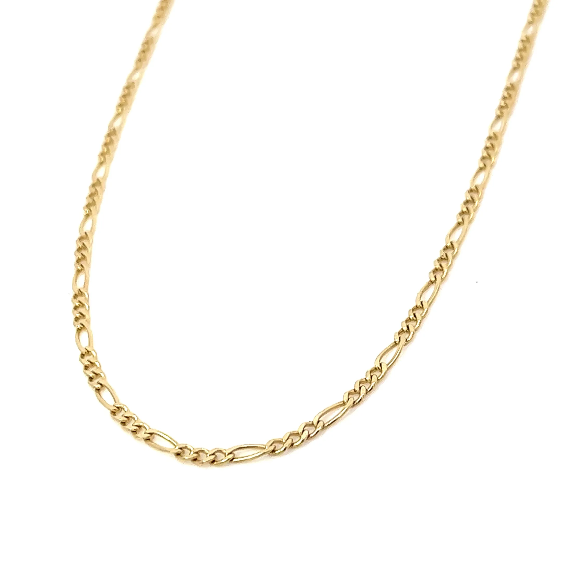14K solid gold diamond-cut figaro chain necklace