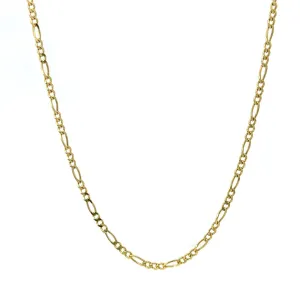 14K solid gold diamond-cut figaro chain necklace