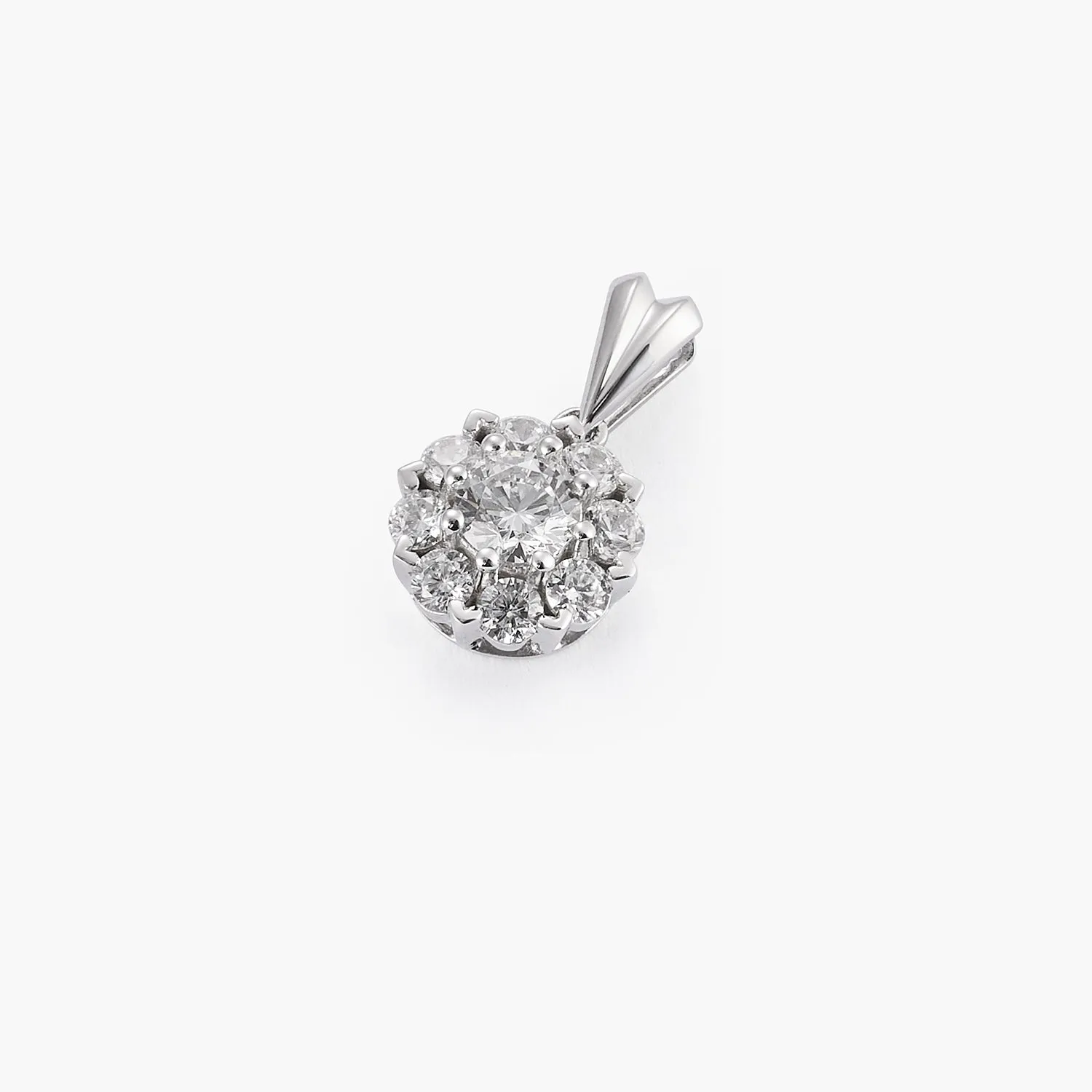 14K Solid Gold Halo Pendant Chain Necklace With Moissanite Diamonds