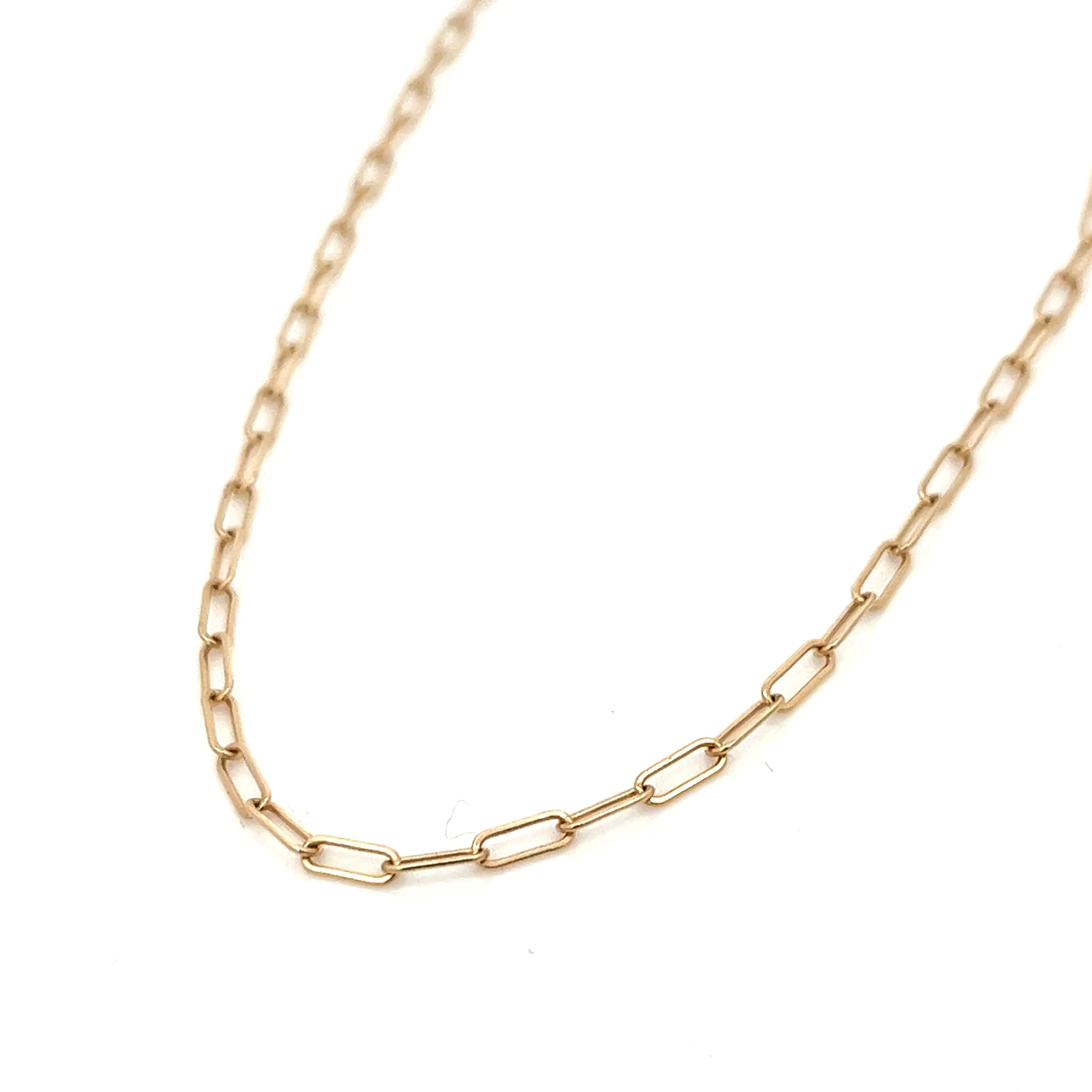 14K solid gold paperclip necklace
