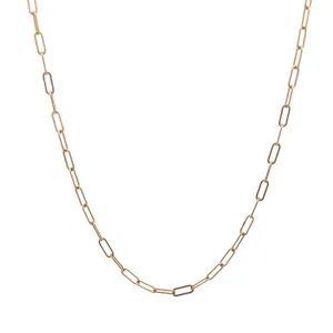 14K solid gold paperclip necklace