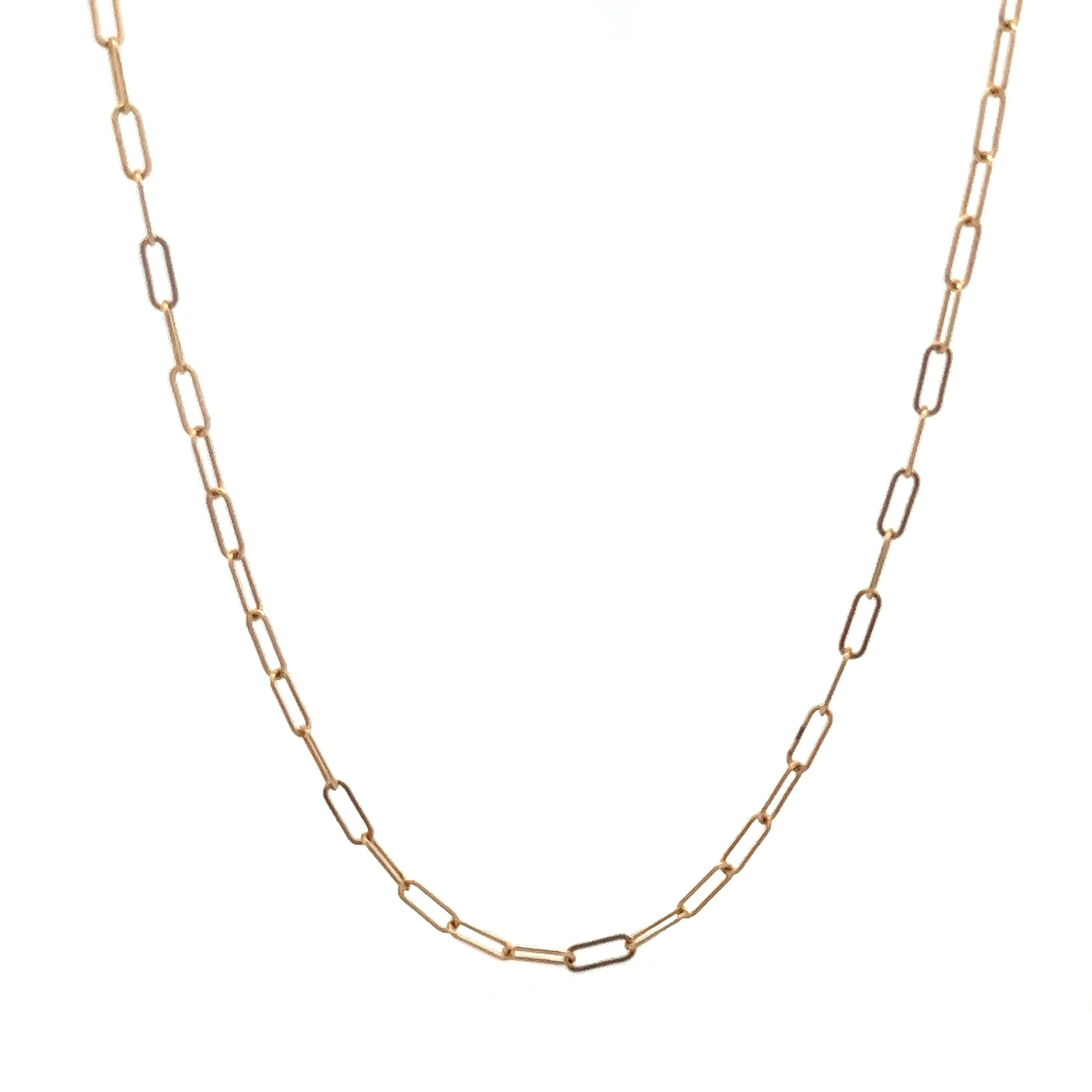 14K solid gold paperclip necklace