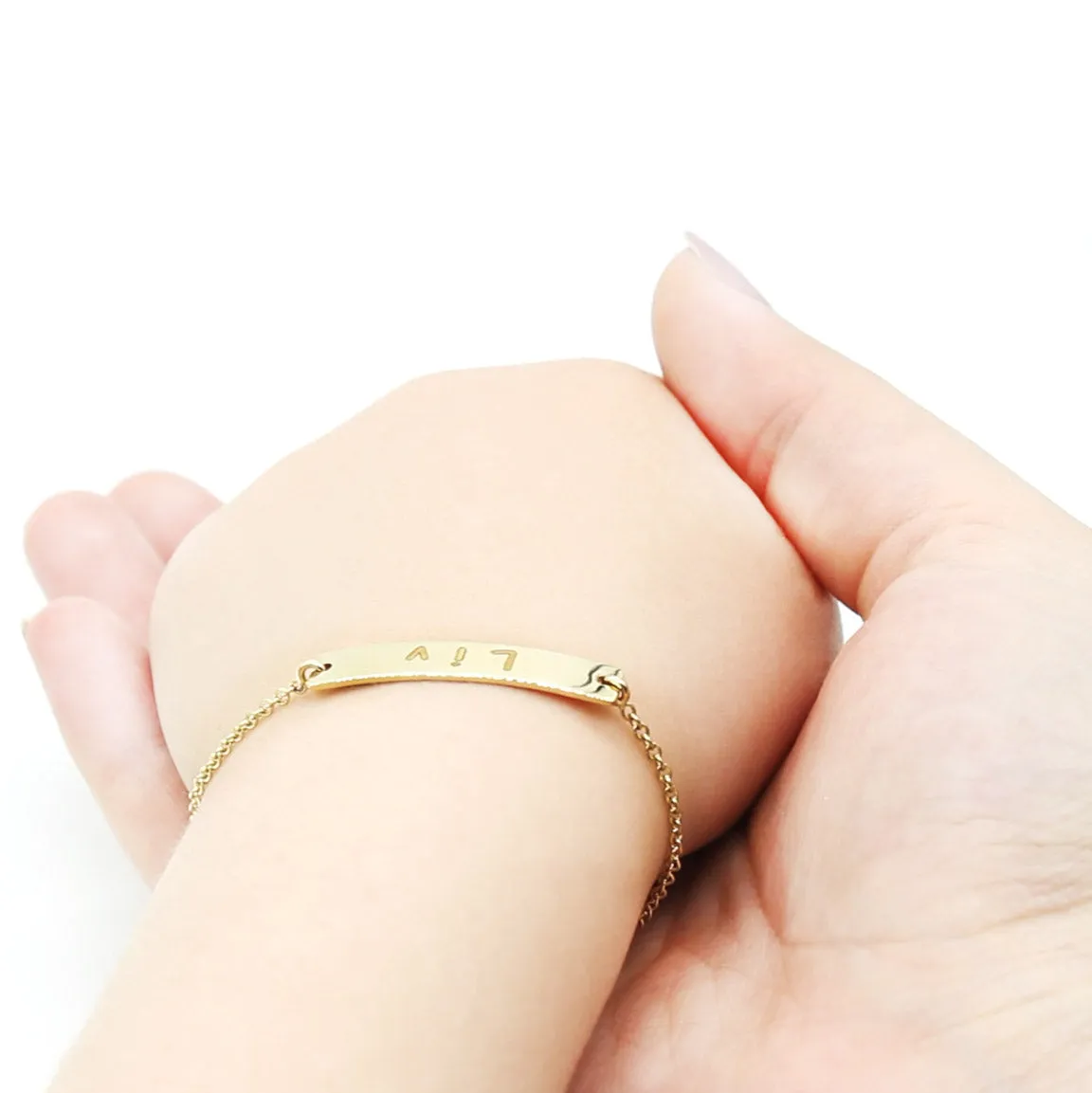 14K Solid Gold Personalized Name Baby Bracelet