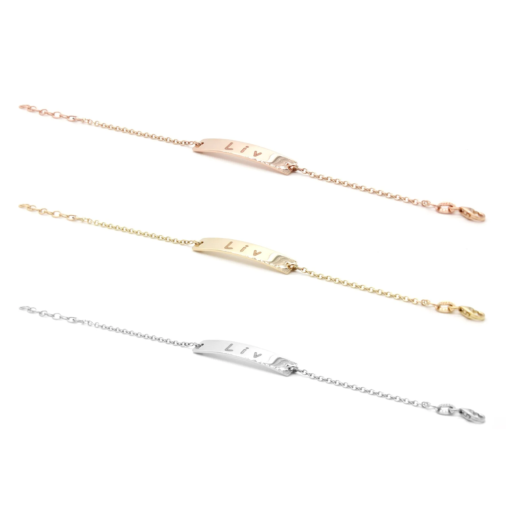 14K Solid Gold Personalized Name Baby Bracelet