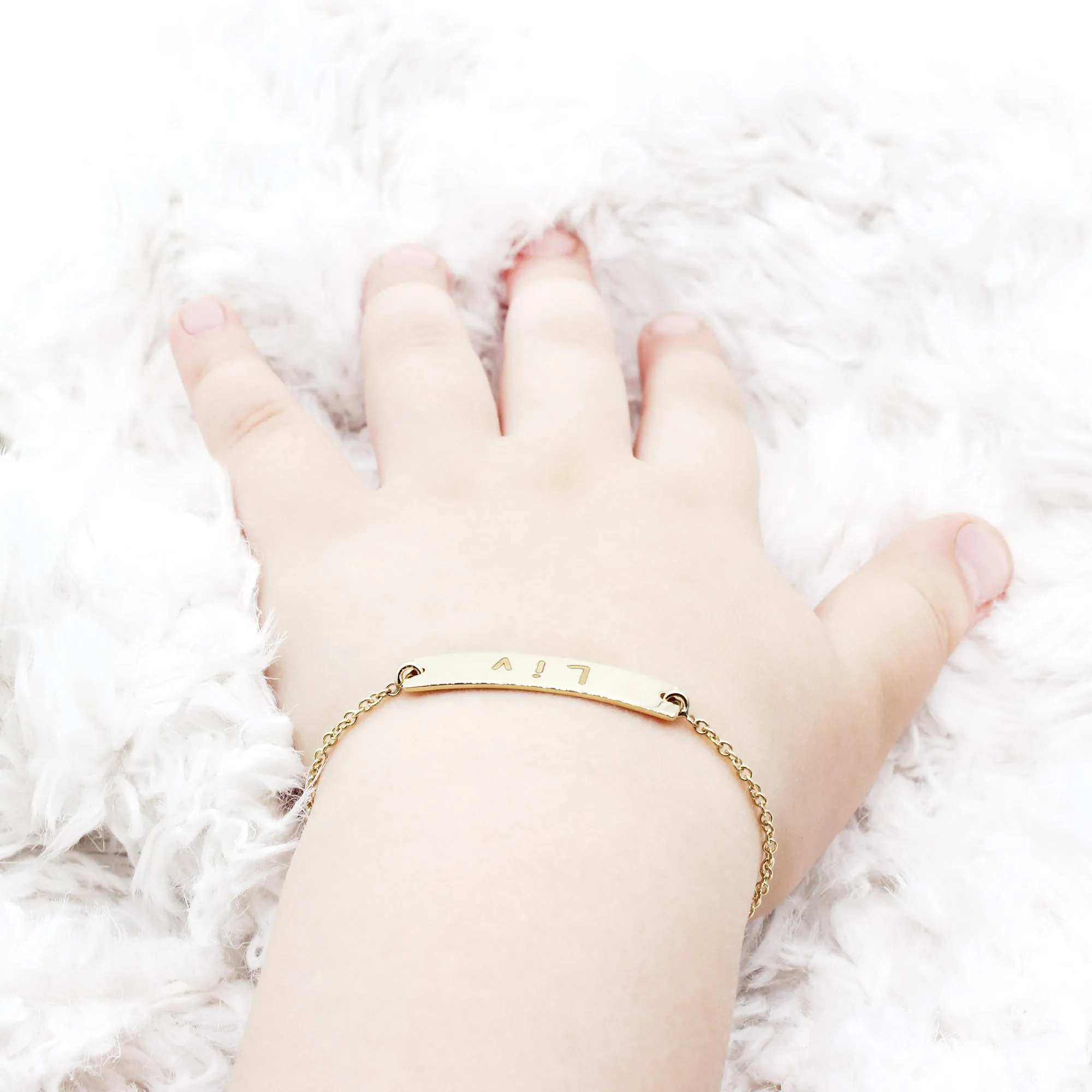 14K Solid Gold Personalized Name Baby Bracelet