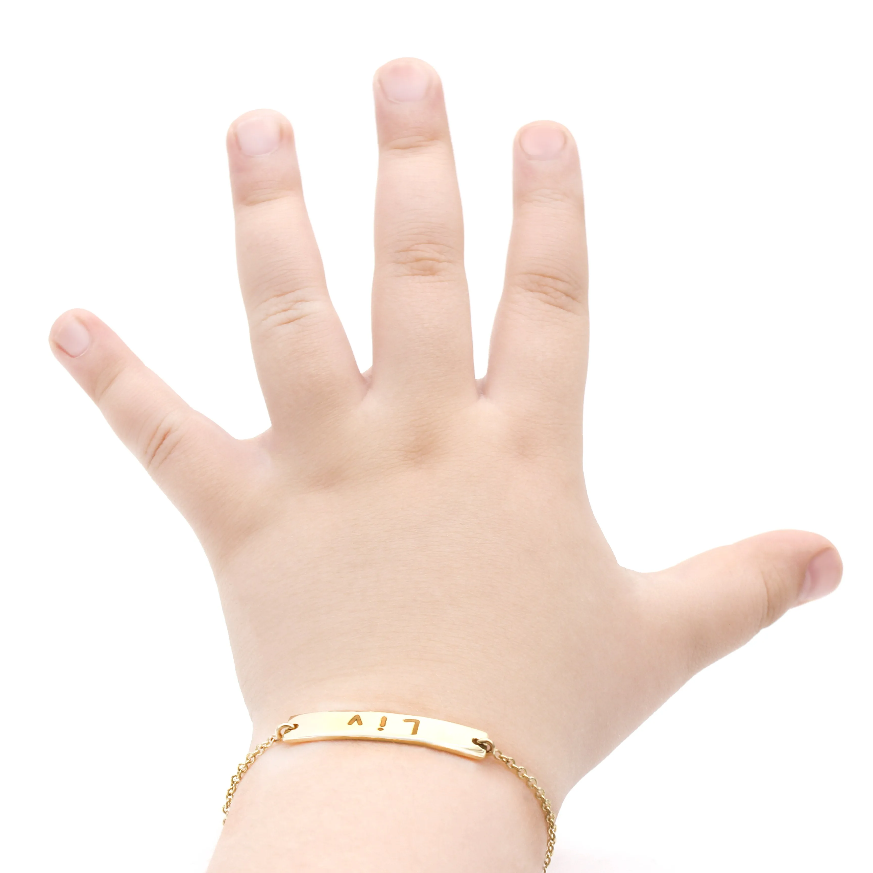 14K Solid Gold Personalized Name Baby Bracelet