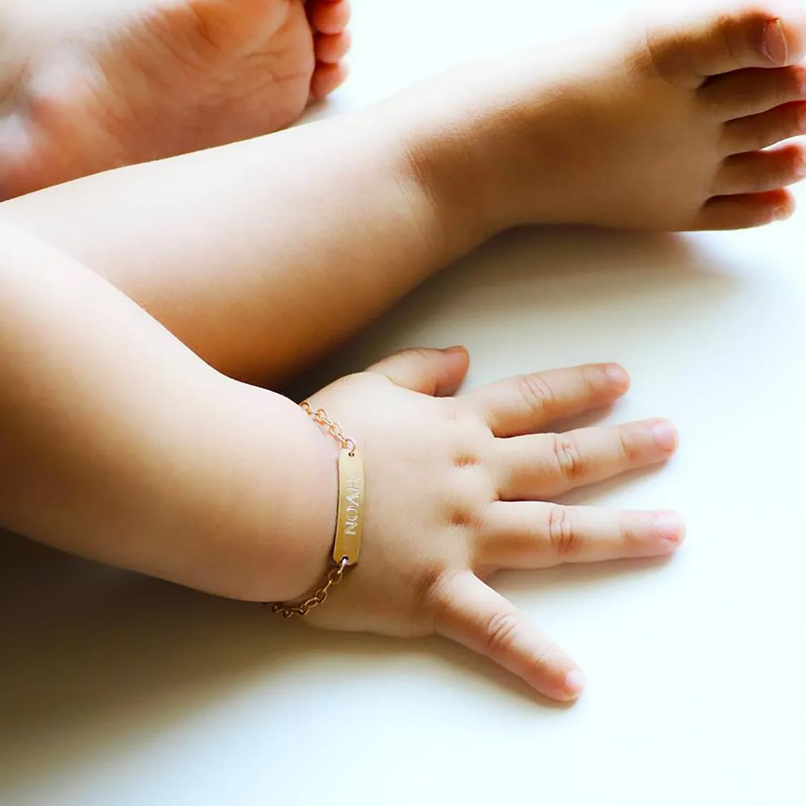 14K Solid Gold Personalized Name Baby Bracelet