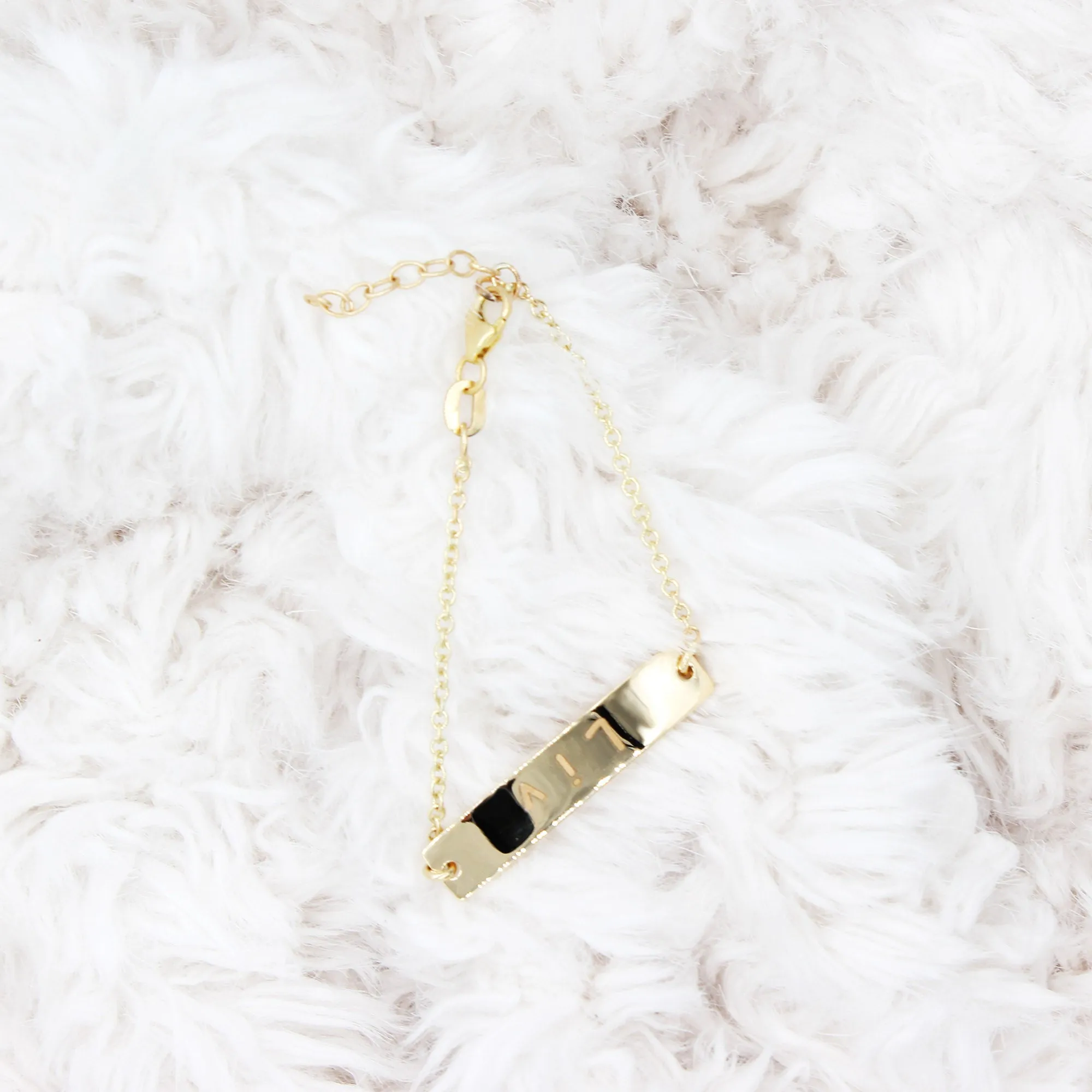 14K Solid Gold Personalized Name Baby Bracelet