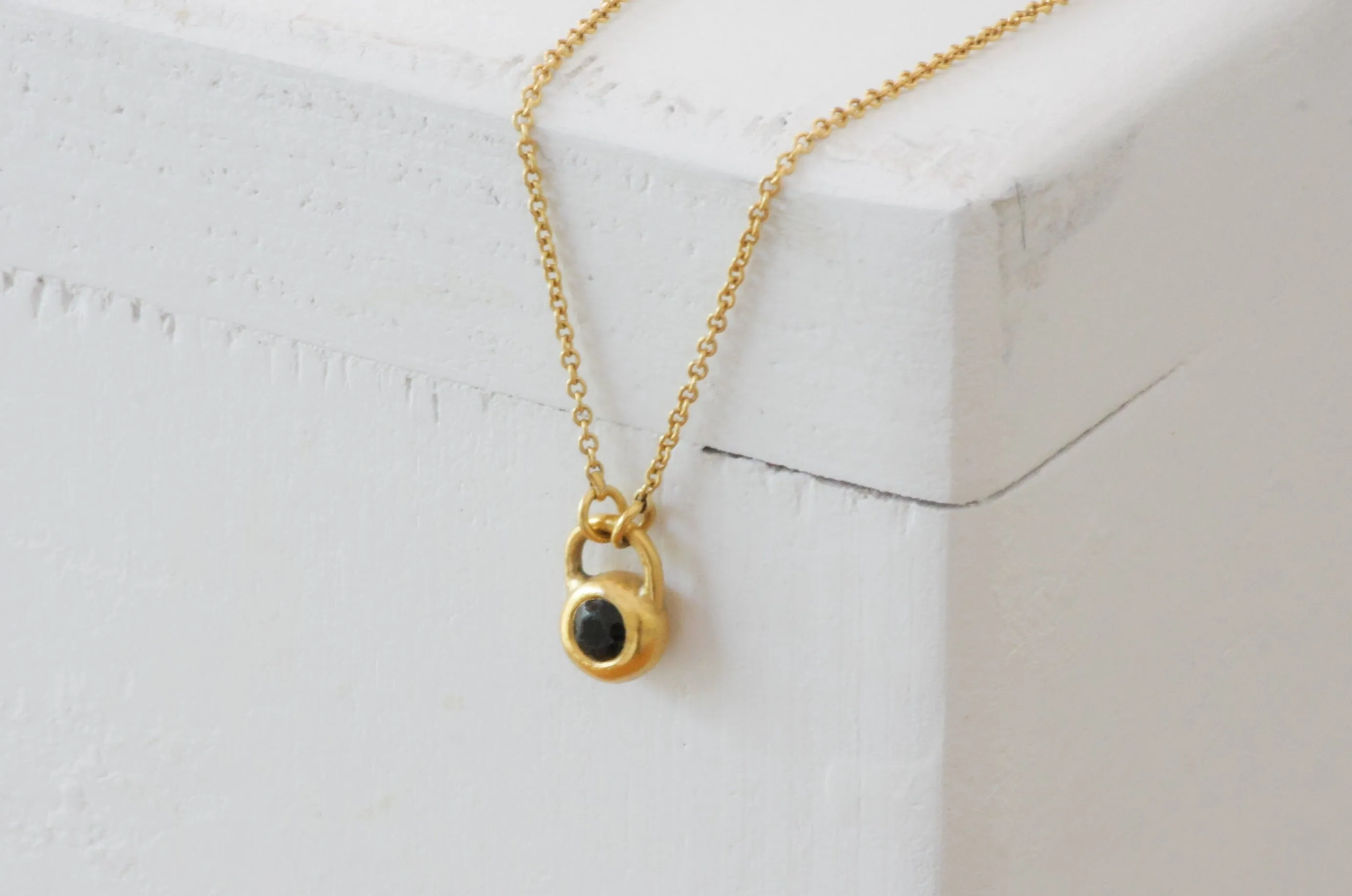 14K Solid Gold Tiny Ball Solitaire Diamond Pendant