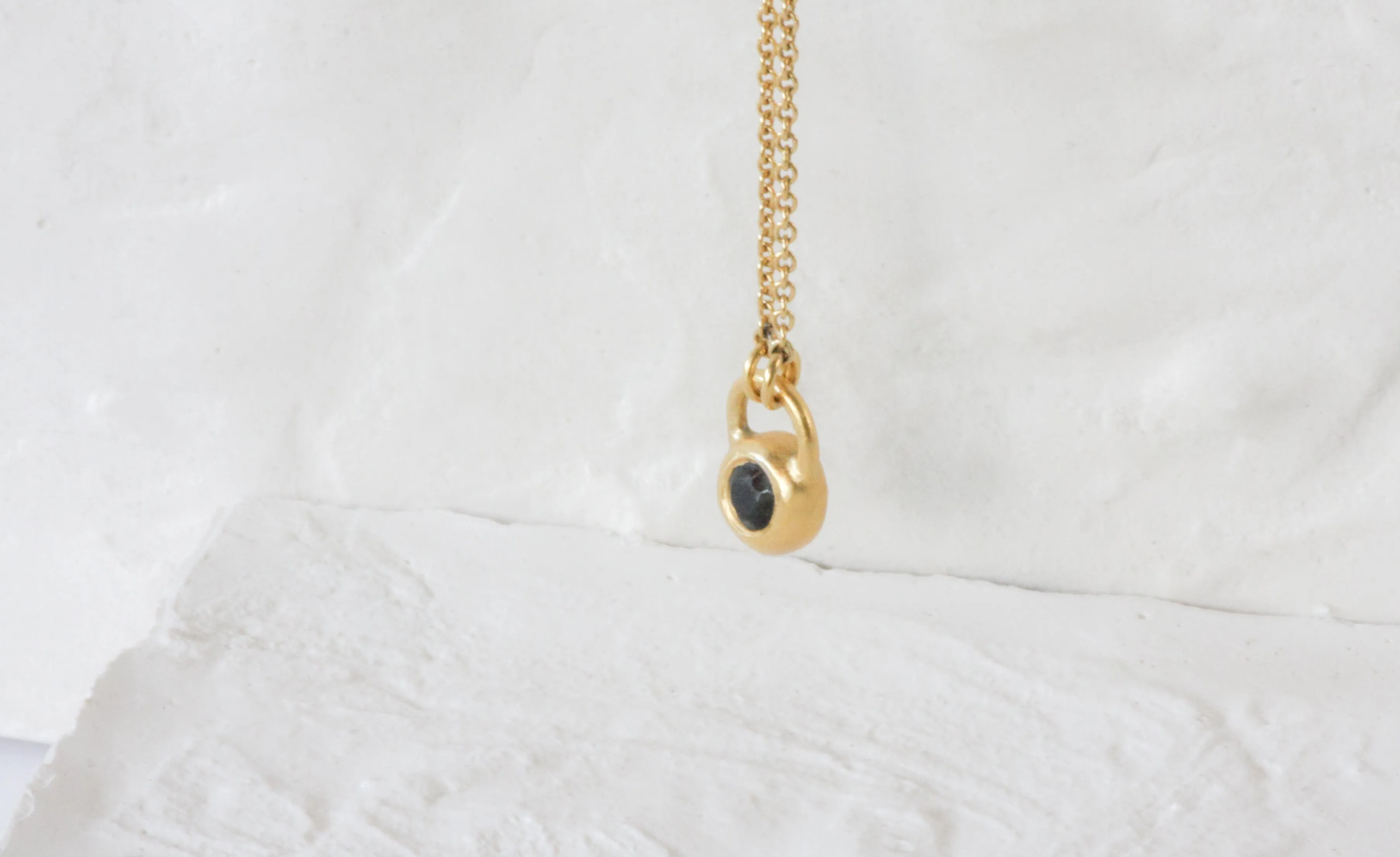 14K Solid Gold Tiny Ball Solitaire Diamond Pendant