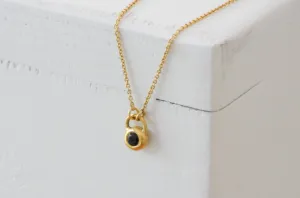 14K Solid Gold Tiny Ball Solitaire Diamond Pendant
