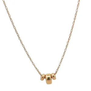 14K solid gold triple saucer floating beads necklace
