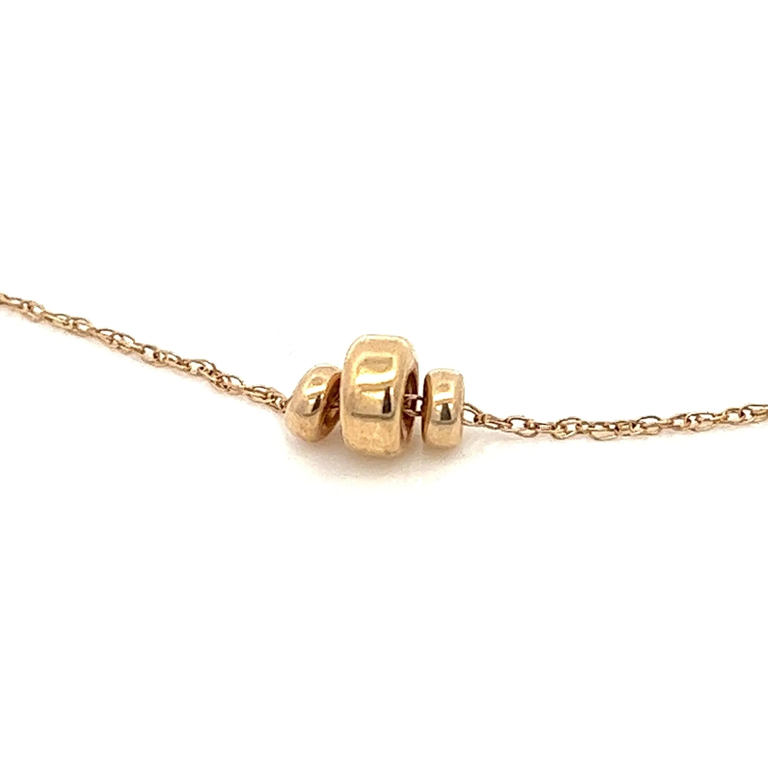 14K solid gold triple saucer floating beads necklace