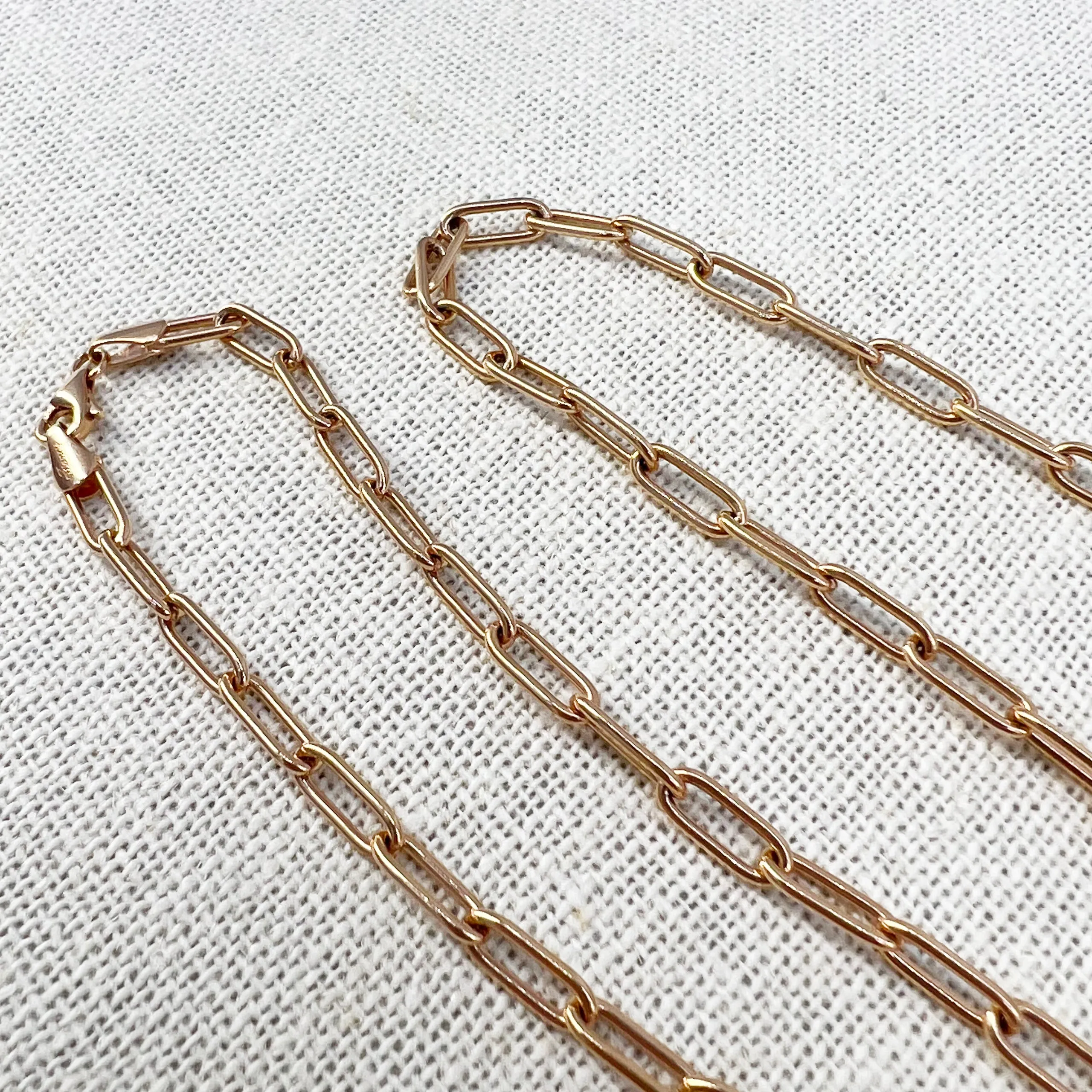 14K Solid Rose Gold Open Link Chain Necklace 10.25" [14K Solid Gold ]