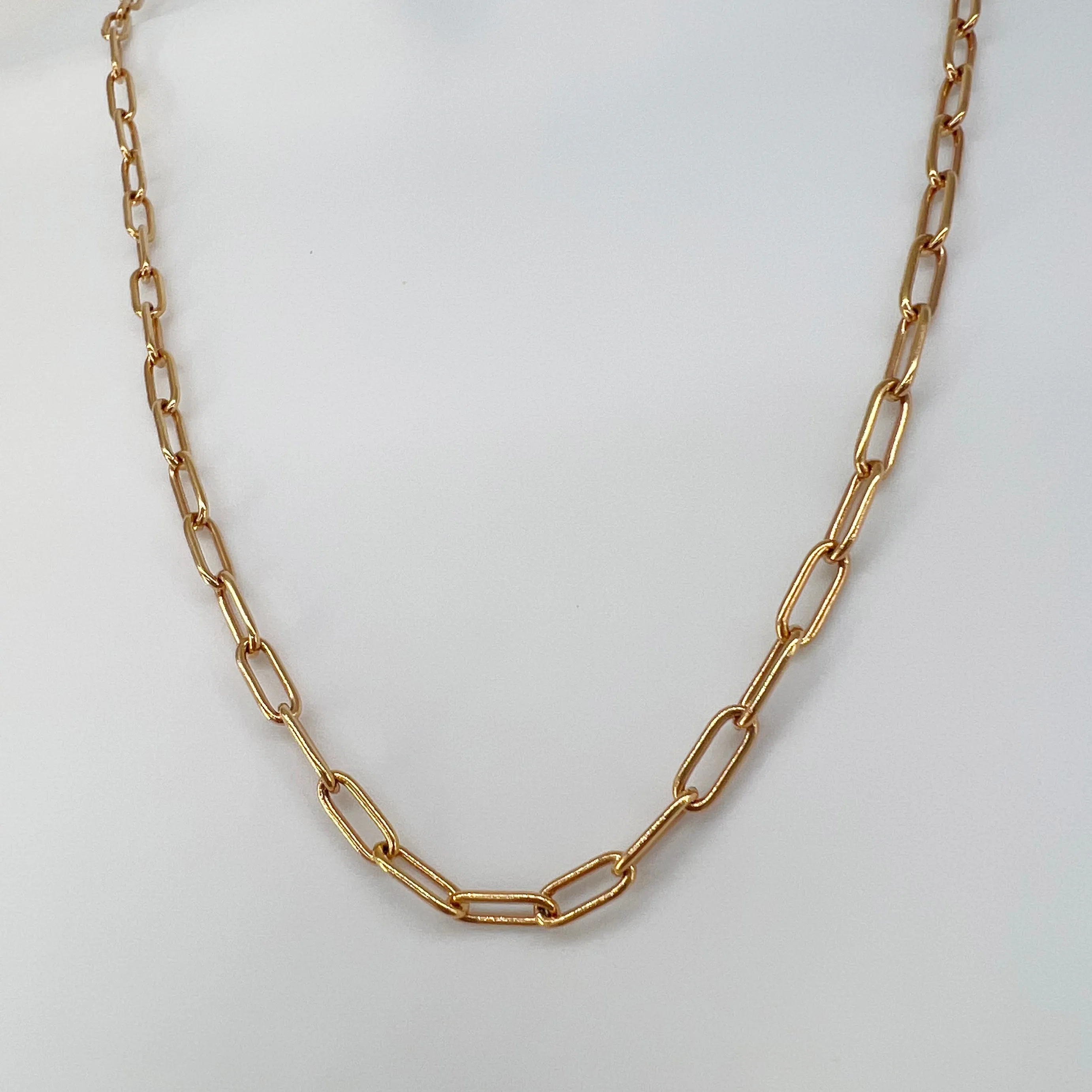 14K Solid Rose Gold Open Link Chain Necklace 10.25" [14K Solid Gold ]