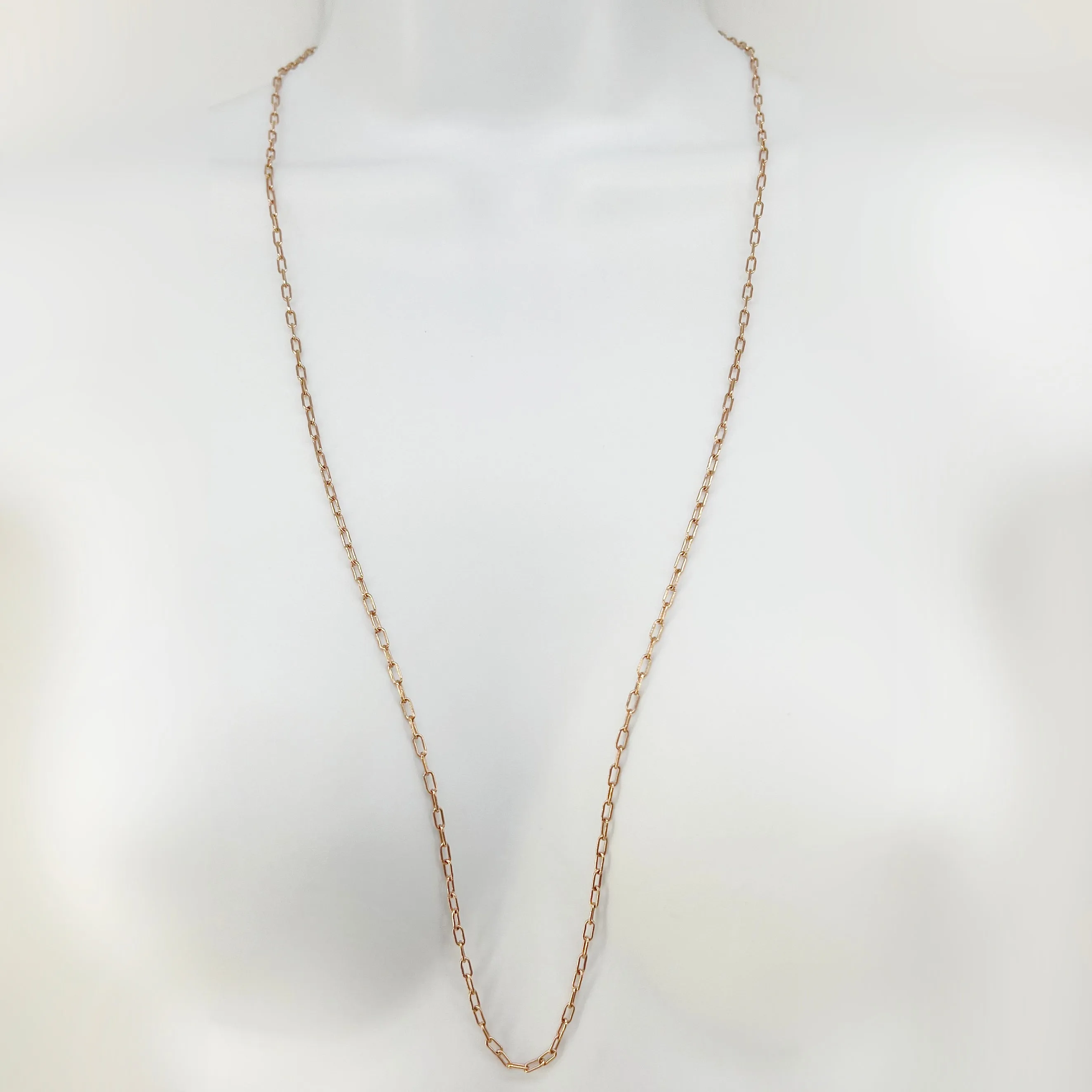 14K Solid Rose Gold Open Link Chain Necklace 14.5" [14K Solid Gold ]