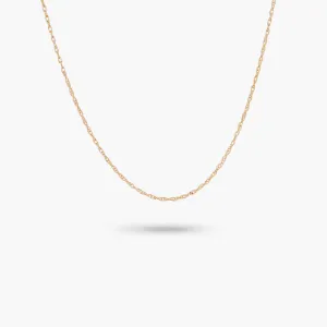 14k Solid Yellow Gold Tiny Rope Necklace