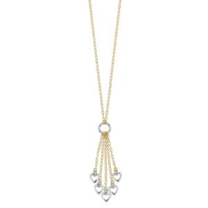14K Two-Tone Gold Adjustable Heart Drop Necklace
