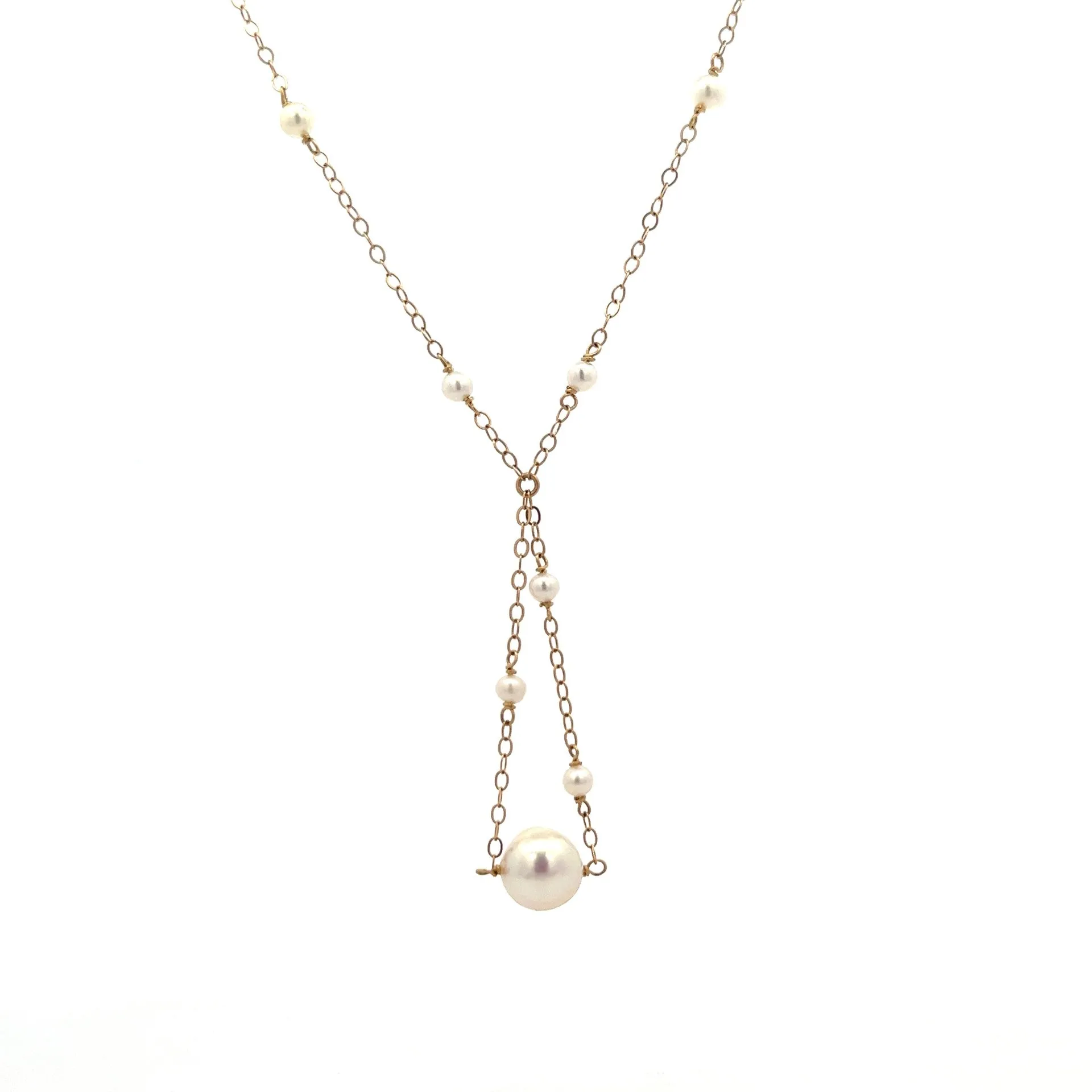 14K van luna - akoya pearl trapeze necklace