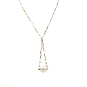 14K van luna - akoya pearl trapeze necklace