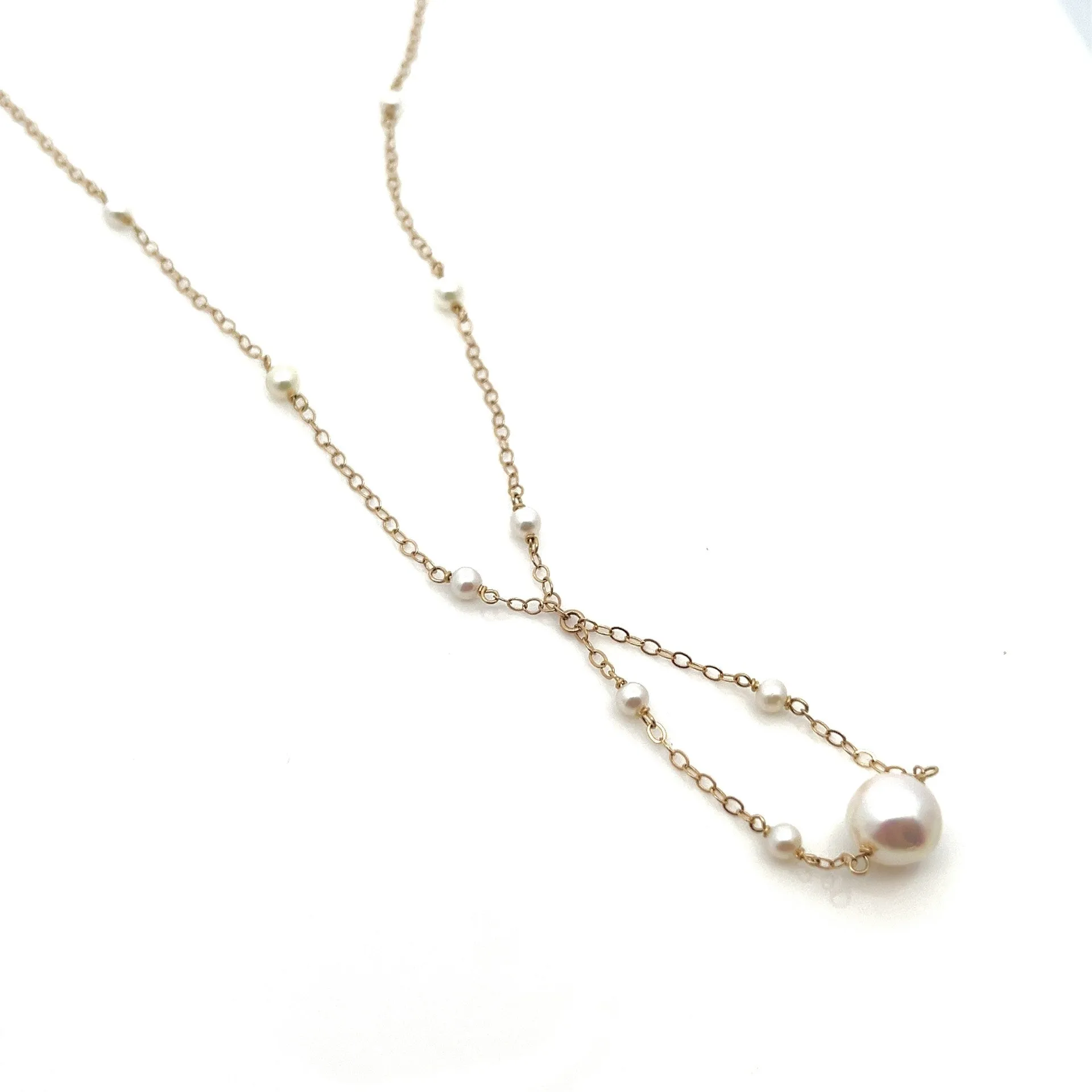 14K van luna - akoya pearl trapeze necklace