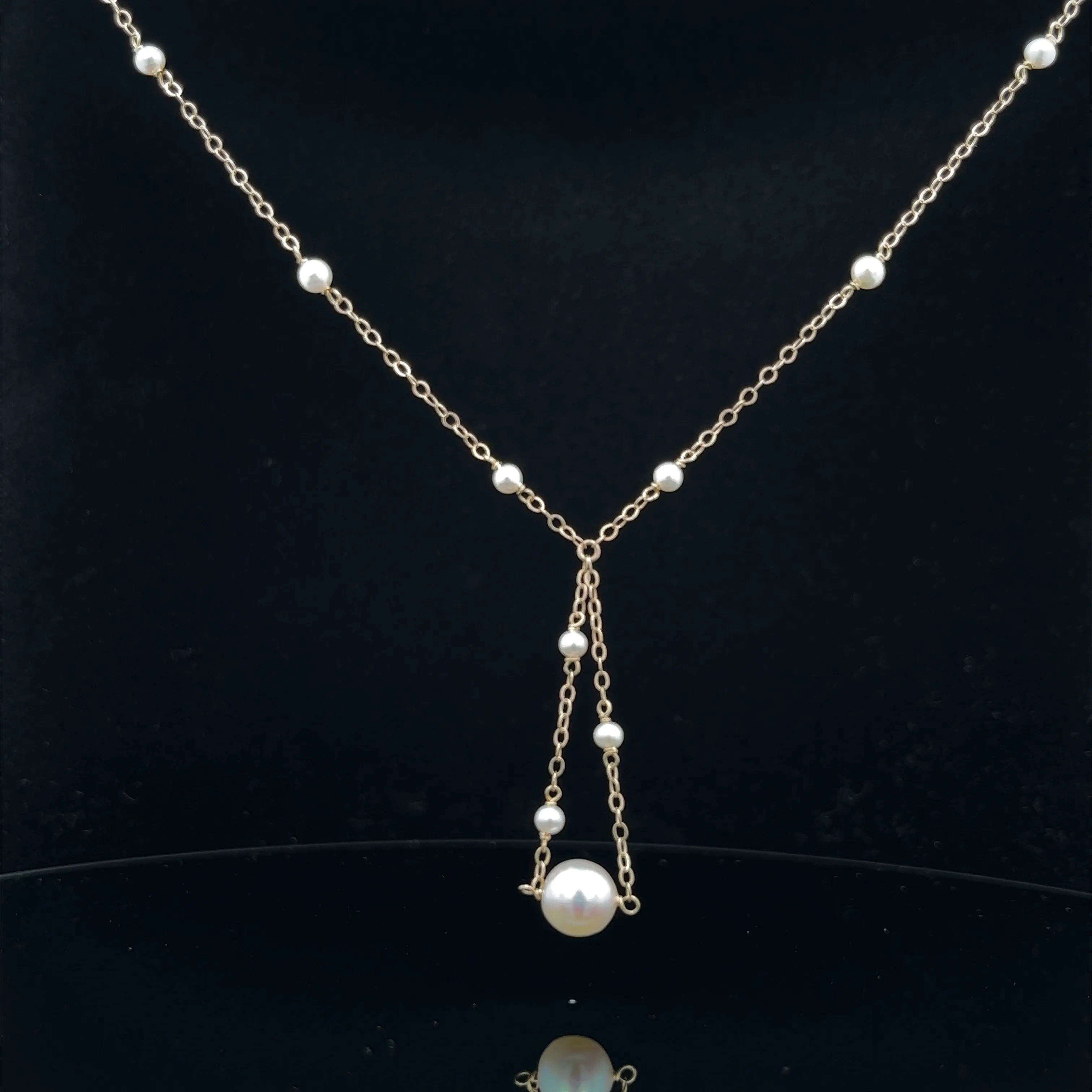 14K van luna - akoya pearl trapeze necklace