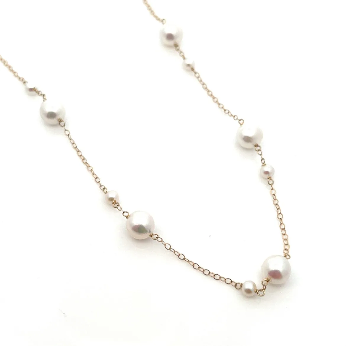14K van luna - big & small akoya pearl station necklace