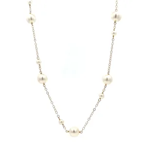 14K van luna - big & small akoya pearl station necklace