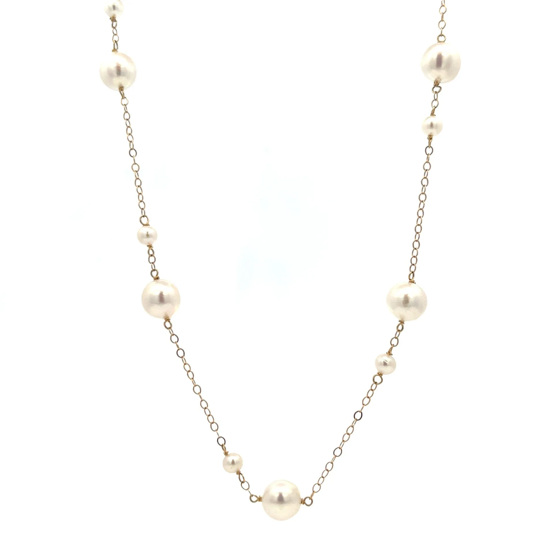 14K van luna - big & small akoya pearl station necklace