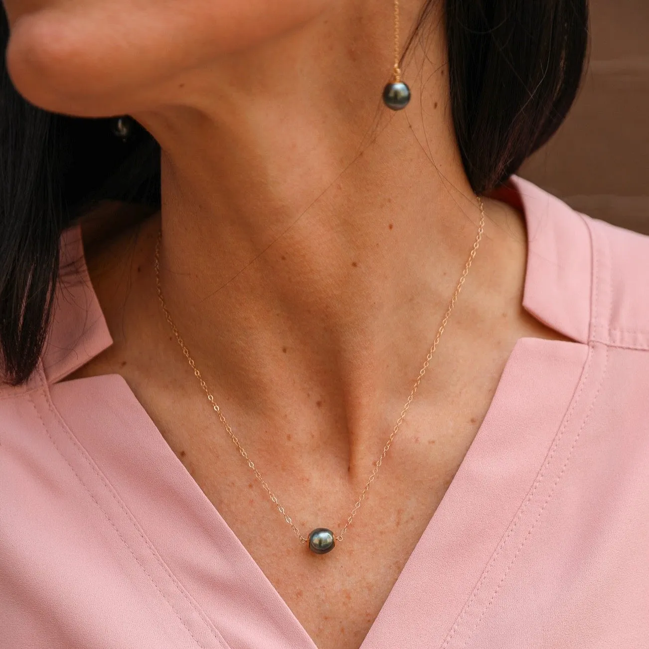 14K van luna - tahitian pearl necklace