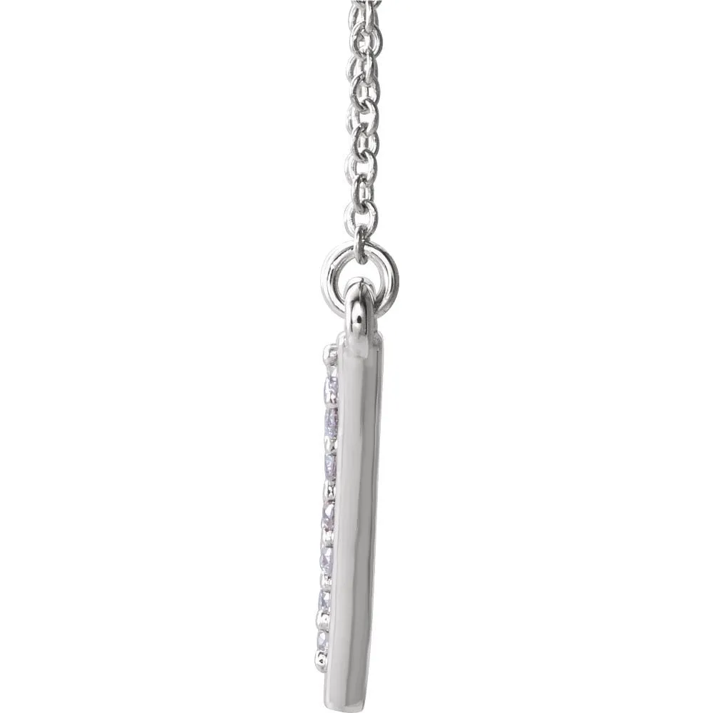 14k White Gold 1/5 CTW Diamond Triangle 16.5" Necklace