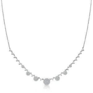 14K White Gold Diamond Disc Graduating Necklace