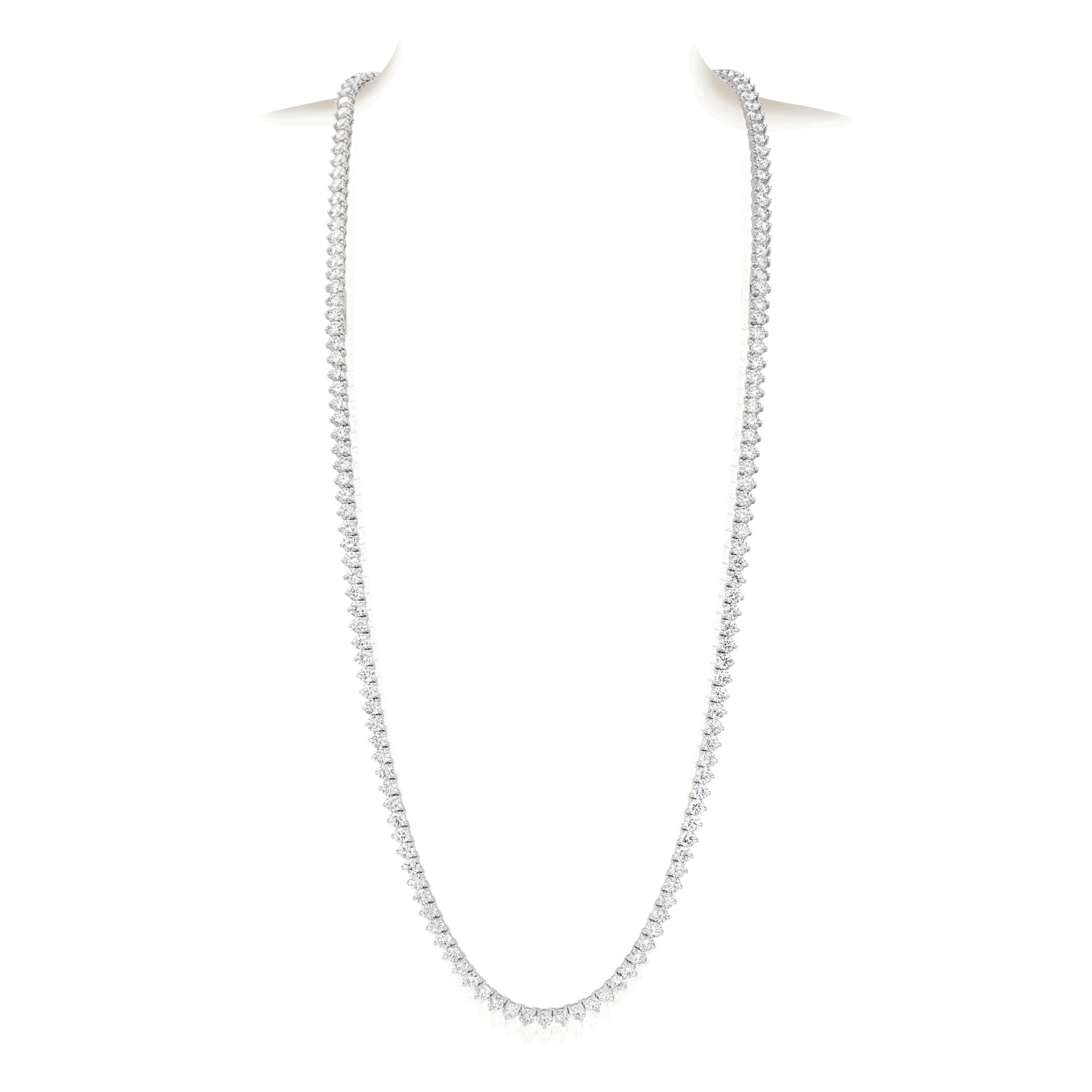 14K White Gold Opera Length Diamond Riviera Necklace