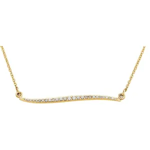 14k Yellow Gold 1/6 CTW Diamond Curvilinear Bar 17.5" Necklace