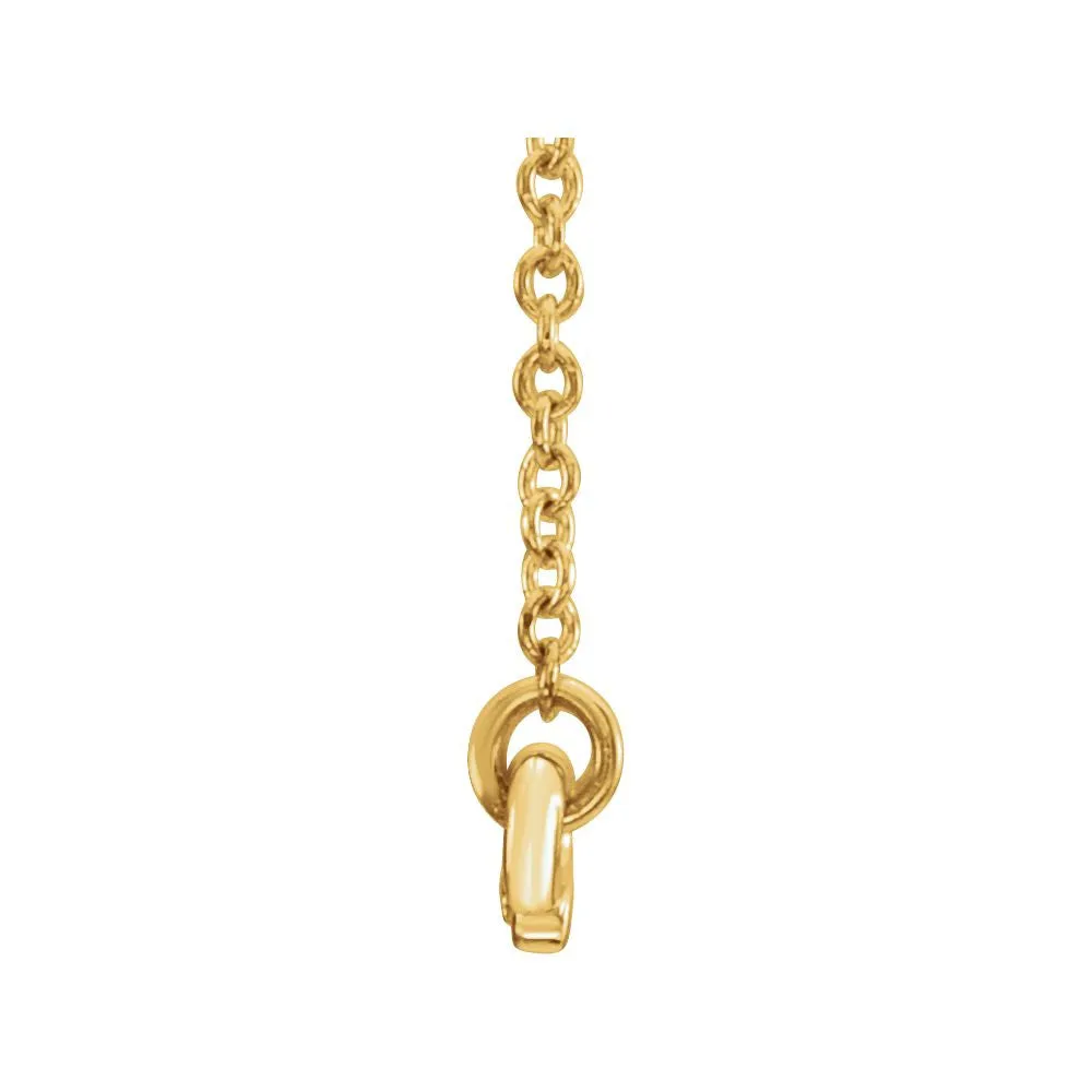 14k Yellow Gold 1/6 CTW Diamond Curvilinear Bar 17.5" Necklace