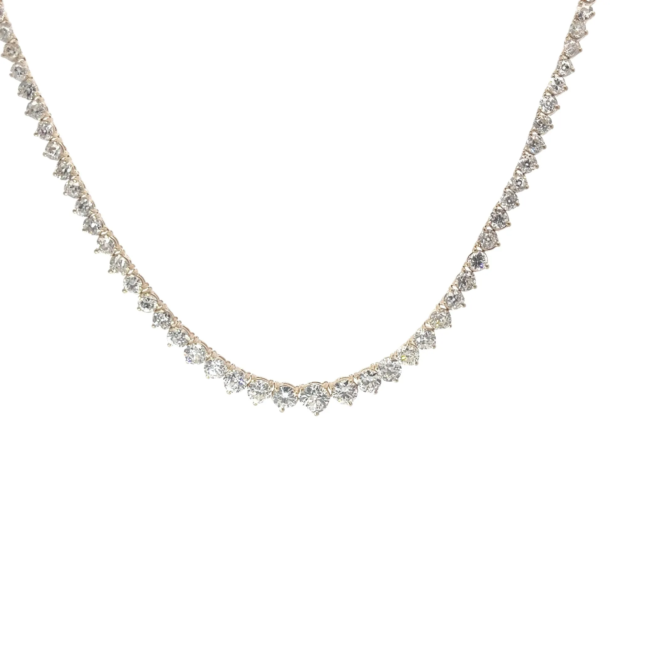 14k Yellow Gold 17.00ct H I VS2 SI1 Old Mine Cut Graduated Riviera Necklace 18" inch
