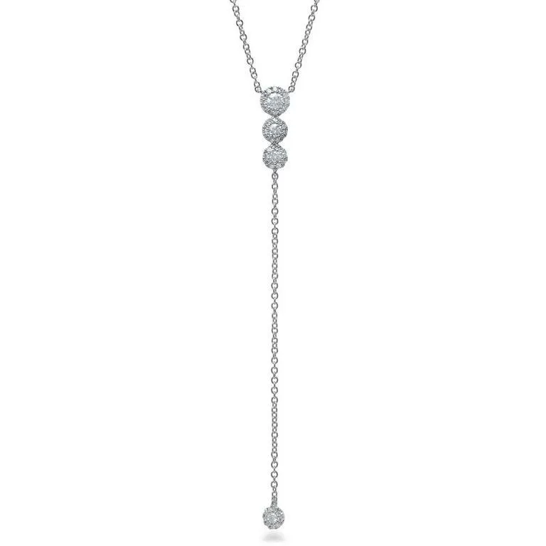 14K Yellow Gold Diamond Circle Lariat necklace