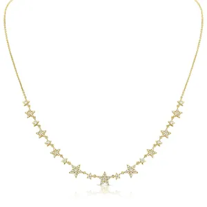 14K Yellow Gold Diamond Star Necklace
